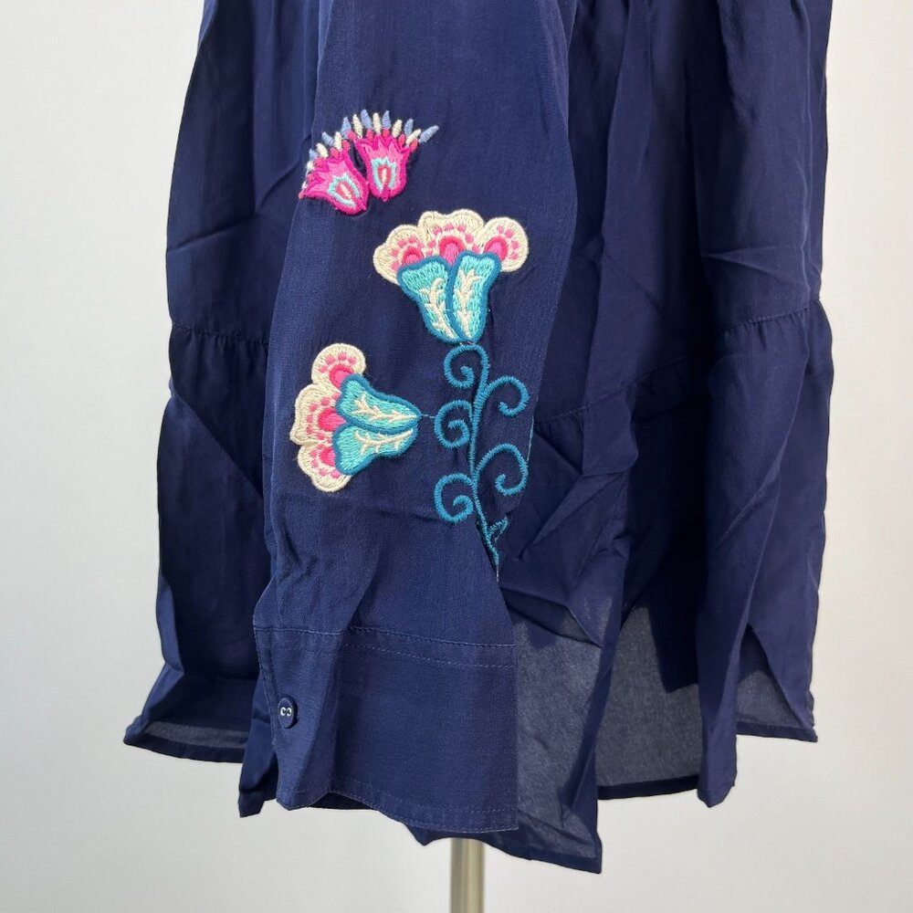 $398 NWOT Johnny Was ALESA TIERED Embroidered Floral Tunic Shirt Blouse Sz XS - Picture 5 of 13